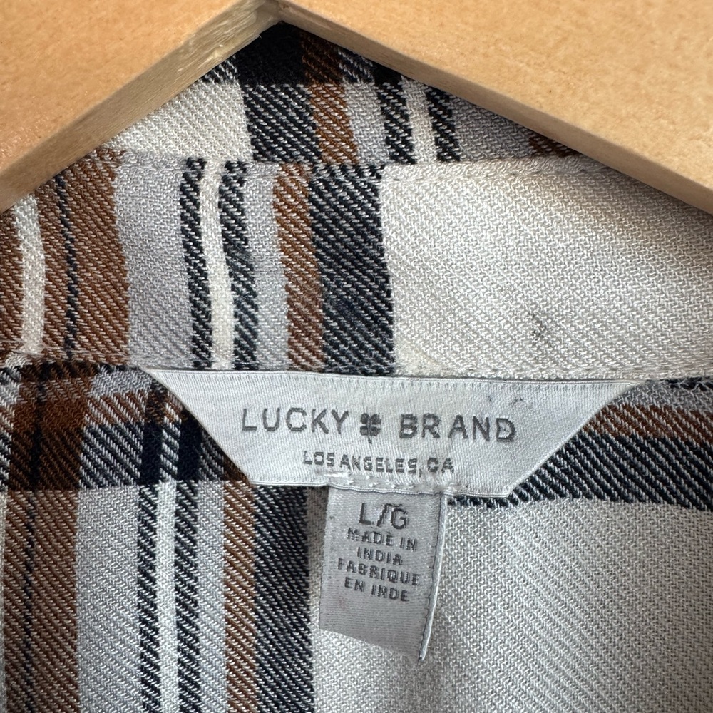 Lucky Brand Women’s Boyfriend Cloud Flannel Plaid Shirt Large - Picture 3 of 3